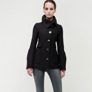 Mackage Black Pea Coat with Silver Buttons